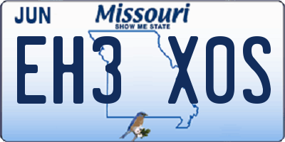 MO license plate EH3X0S
