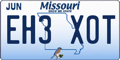 MO license plate EH3X0T