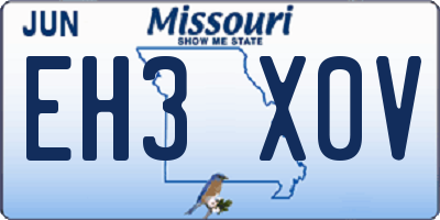 MO license plate EH3X0V