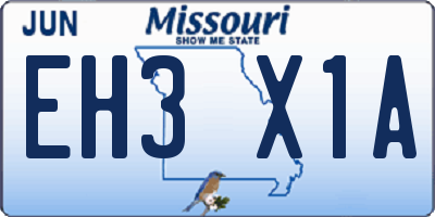 MO license plate EH3X1A