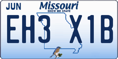 MO license plate EH3X1B