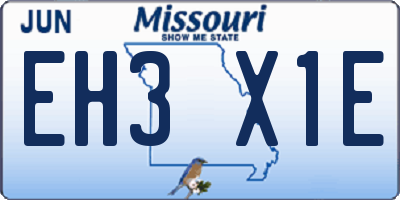 MO license plate EH3X1E