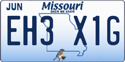 MO license plate EH3X1G