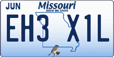 MO license plate EH3X1L