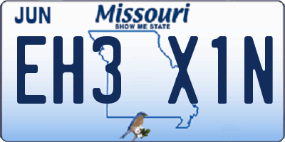 MO license plate EH3X1N