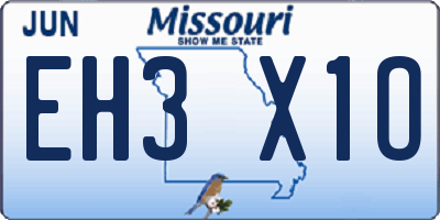 MO license plate EH3X1O