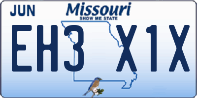 MO license plate EH3X1X
