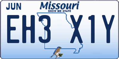 MO license plate EH3X1Y