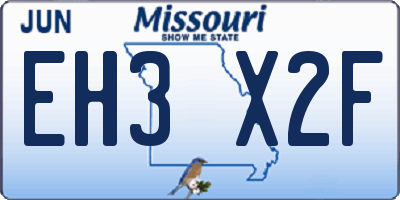 MO license plate EH3X2F