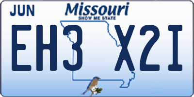 MO license plate EH3X2I
