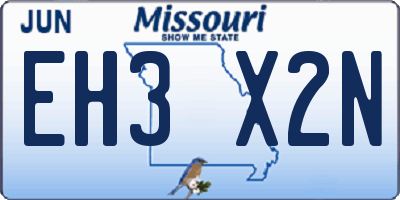 MO license plate EH3X2N