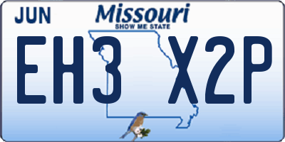 MO license plate EH3X2P