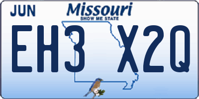 MO license plate EH3X2Q
