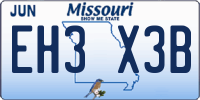 MO license plate EH3X3B