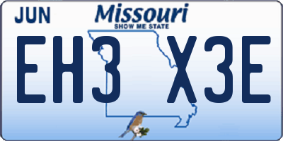 MO license plate EH3X3E