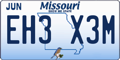 MO license plate EH3X3M