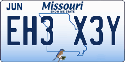 MO license plate EH3X3Y