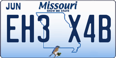 MO license plate EH3X4B