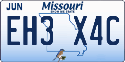 MO license plate EH3X4C