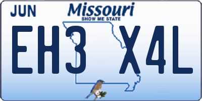 MO license plate EH3X4L