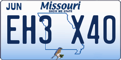 MO license plate EH3X4O