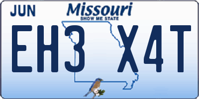 MO license plate EH3X4T