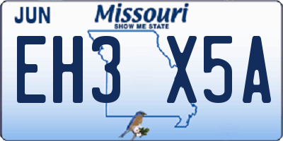 MO license plate EH3X5A