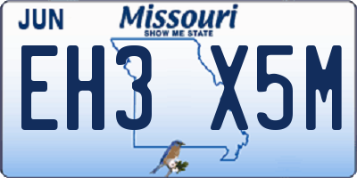 MO license plate EH3X5M