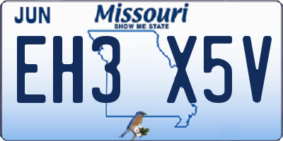 MO license plate EH3X5V