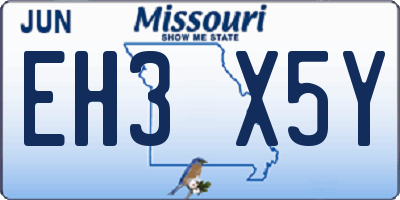 MO license plate EH3X5Y
