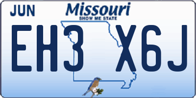 MO license plate EH3X6J