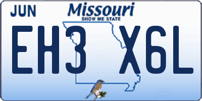 MO license plate EH3X6L