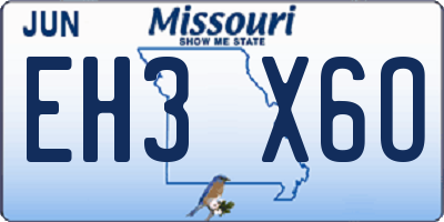 MO license plate EH3X6O
