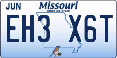 MO license plate EH3X6T