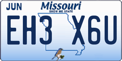 MO license plate EH3X6U