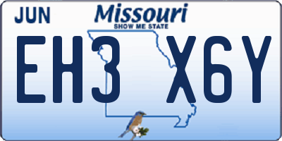 MO license plate EH3X6Y