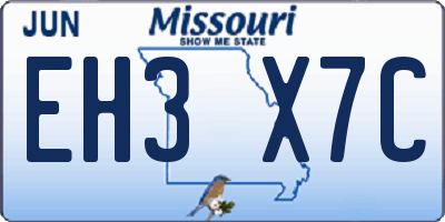 MO license plate EH3X7C