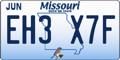 MO license plate EH3X7F
