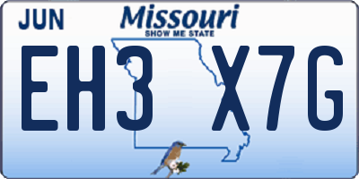 MO license plate EH3X7G