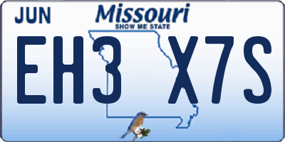 MO license plate EH3X7S
