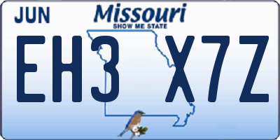 MO license plate EH3X7Z