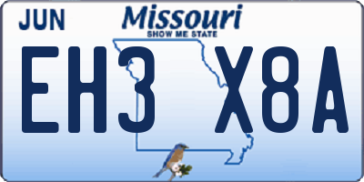 MO license plate EH3X8A
