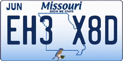 MO license plate EH3X8D