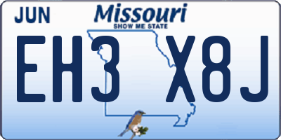 MO license plate EH3X8J