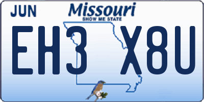 MO license plate EH3X8U