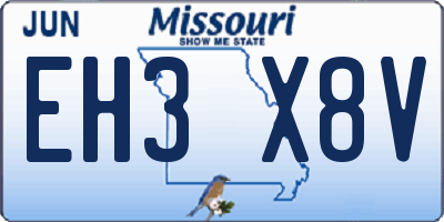 MO license plate EH3X8V