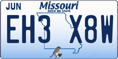 MO license plate EH3X8W