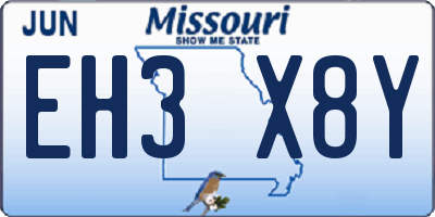 MO license plate EH3X8Y