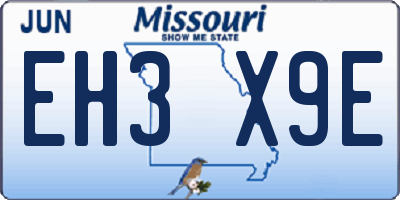 MO license plate EH3X9E