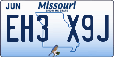 MO license plate EH3X9J